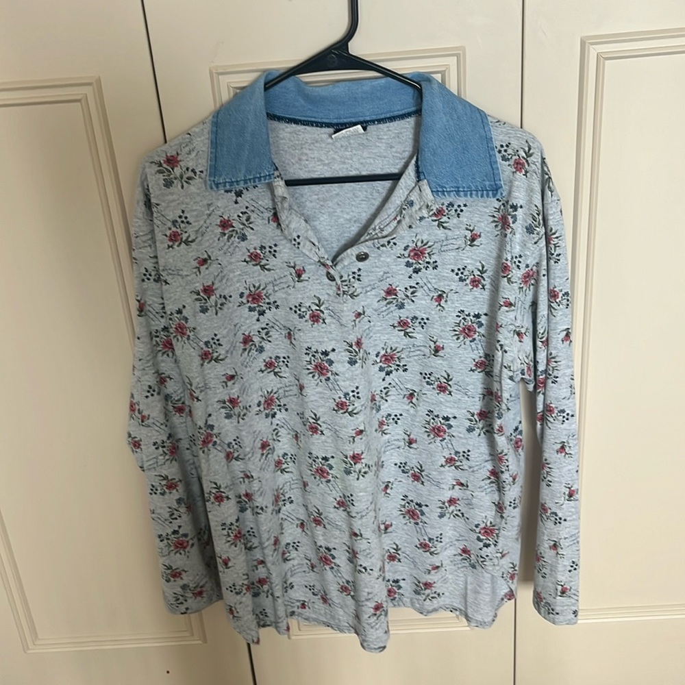 Floral Jean collar shirt